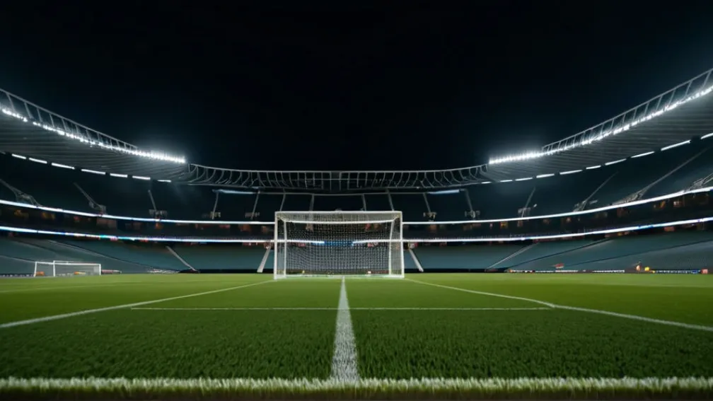 Фотореалістичне зображення футбольного стадіону вночі