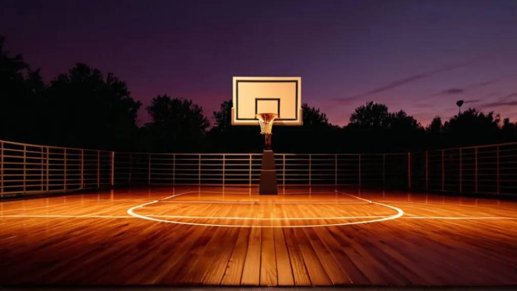 Фотореалістичне зображення баскетбольного майданчика в сутінках