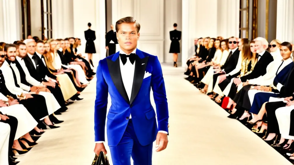 Колман Диего, Лейм Хемсвор и Нойхаусн пакуя показ Ralph Lauren на фестивале моди в Милане