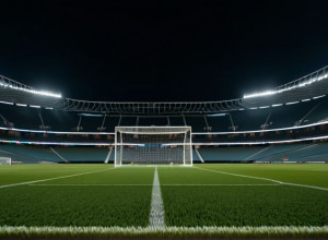 Фотореалістичне зображення футбольного стадіону вночі