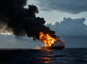 Танкер під прапором Гамбії загорівся в Чорному морі; екіпаж у безпеці