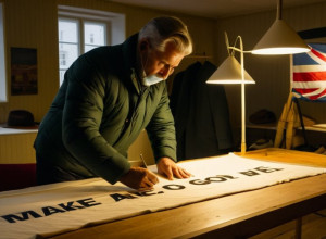 Датська та гренландська протистояння від Trump'а з фальшивих шляп «Make America Go Away»